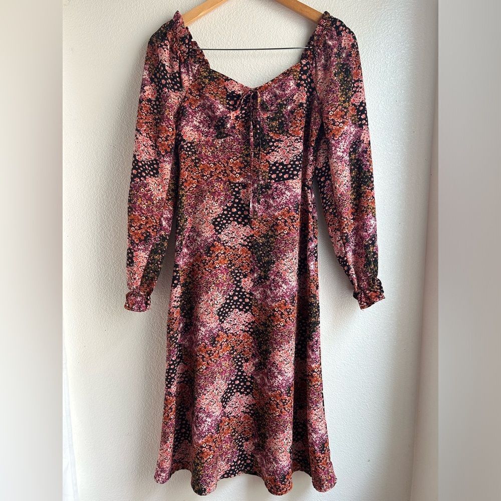 Lily Rose | Long Sleeve Babydoll Midi Floral Dress - Picture 2 of 7